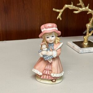 Vintage Home interiors and gifts Porcelain Victorian Girl with doll figurine